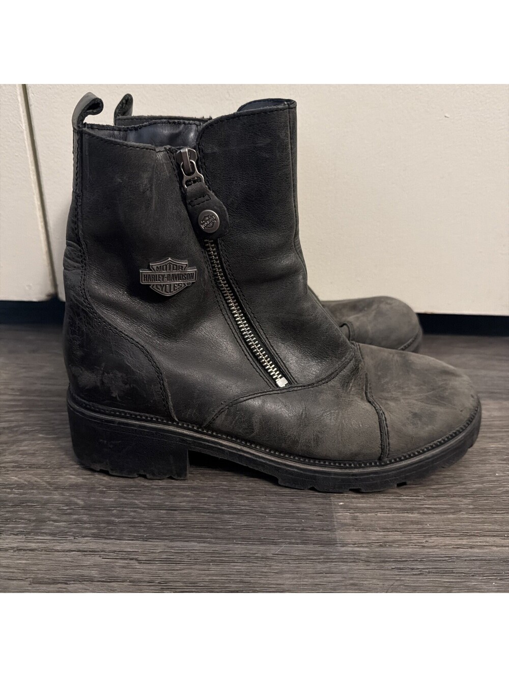 Harley Davidson Amherst Women's Size 8.5 M Black Leather Motorcycle Boots D84236